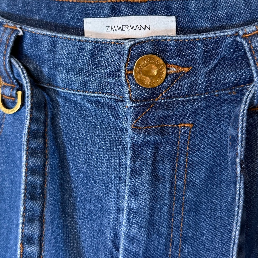 Zimmermann Illuminate Belted Wide Leg High Rise Jeans Size 28 - Picture 4 of 9